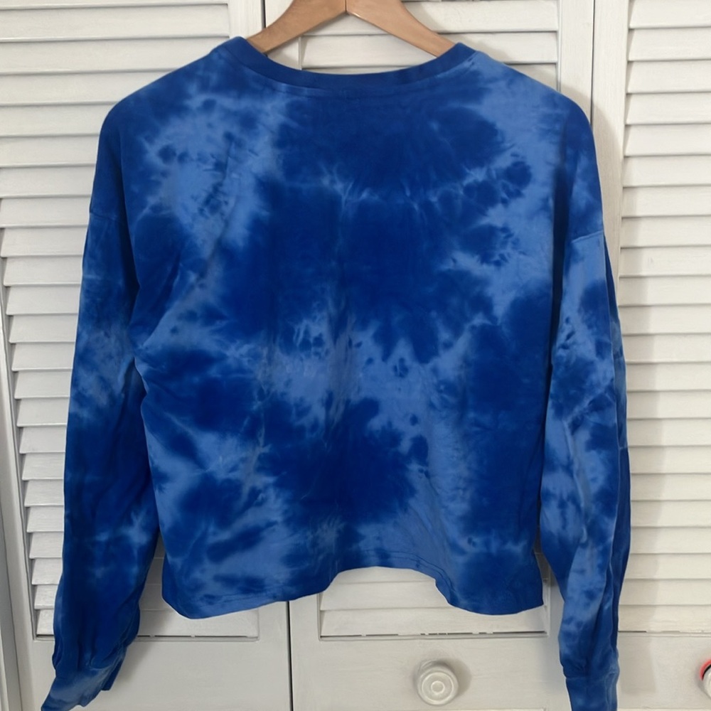 Blue tie dye Seahawks by Erin Andrews cropped long sleeved shirt - Picture 3 of 3